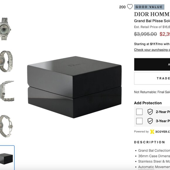 DIOR Homme Grand Bal Soleil Watch With Box